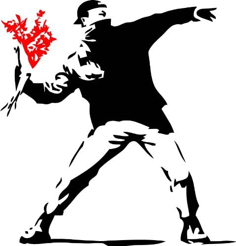 Man Throwing Flowers Wall Art Decal Sticker Home Decor
