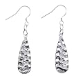 Sterling Silver Teardrop Wave Dangle Earrings