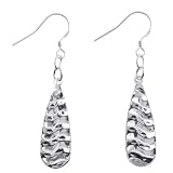 EXP Sterling Silver Teardrop Wave Dangle Earrings
