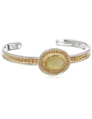 Anna Beck Designs "Flores" 18k Gold-Plated Skinny Citrine Oval Cuff Bracelet, 7.5"
