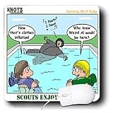 Rich Diesslins Funny KNOTS Scouting Cartoons - Scouts Enjoy the Ride - Swimming - Mouse Pads