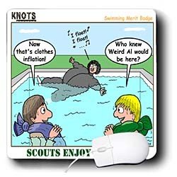 Rich Diesslins Funny KNOTS Scouting Cartoons - Scouts Enjoy the Ride - Swimming - Mouse Pads