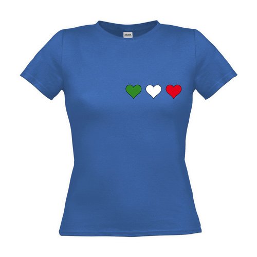 MDMA Frauen T-Shirt Classic Italia grünes Herz weißes Herz rotes Herz klein mdma-ftc00024-9 Textil royalblue / Motiv farbig / Gr. M