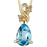 Intricate Delicacy 1.04 cts Pear Shape Swiss Topaz Diamond Pendant 14Kt Yellow Gold
