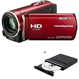 Sony HDR-CX110 HD Handycam Camcorder – Red – with Sony VRD-P1 DVDirect Express Multi-Function DVD Recorder