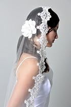 Hot Sale Pampred Bride Ivory Lace Mantilla Bridal Wedding Veil Headpiece 53x73"