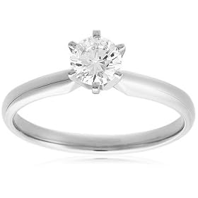 14k White Gold Round Solitaire Diamond Engagement Ring (1/2 ct, H-I Color, SI2-I1 Clarity)