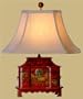 Asian Furniture & D�cor - 20" Fine Chinese Leather Wedding Box Oriental Decorative Table Lamp