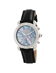 JBW Womens JB-6210L-C "Victory" Blue Stainless Steel Leather Diamond Watch