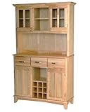 Home Styles Furniture 3 Drawer Large Natural Wood Buffet with Natural Top and 2-Door Hutch