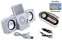 Portable Speaker (White) + FM Transmitter for iPod Classic Touch Video Nano Shuffle and iPhone Incl. DBROTH Microfiber Cleaning cloth