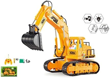 Full Functional Excavator, Battery Powered 7 Channel RC Remote Control Construction Tractor, with Lights &amp; Sound - Rechargeable Battery and Charger included - For Indoor or Outdoor Use.