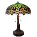 Tiffany table lamp bronze finish dragonfly design glass shade