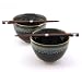 Japanese Stoneware Bowls with Chopsticks Gift Set, White Drip