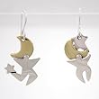 Star Dancer Earrings with Stars and Moons in Sterling Silver and Brass, #8920
