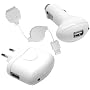 3in1 Zubeh�r Set f�r iPod und iPhone (KFZ Ladekabel, Datenkabel, USB Netzteil) weiss
