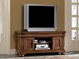 Powell Louis Philippe 54 Entertainment Console - Lightly Distressed Brown Cherry with Walnut Burl Accents (Brown Cherry/Walnut) (26H x 20W x 54D)