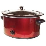 Chef Pepin CH48375 6-Quart Oval-Shaped Slow Cooker, Metallic Red