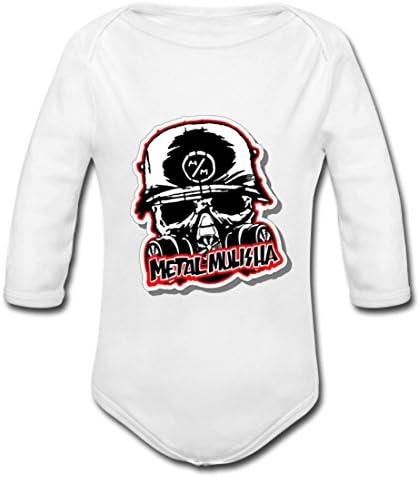 Qzvqzkv Metal Mulisha Baby Powder Organic Long Sleeve One Piece White 6M