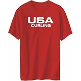 T-Shirt Mens Red " USA Curling / ATHLETIC AMERICA " Sports