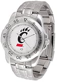 Cincinnati Bearcats Suntime Mens Sports Watch w/ Steel Band - NCAA College Athletics