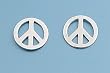 Sterling Silver Earrings - Peace Signs - 13 mm - 1.7 g