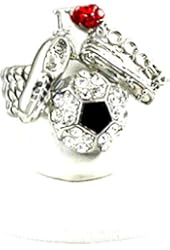 Sports SoccerBall - Crystal Stud Soccer Ball Stretch Ring / AZSJRI555-SBR