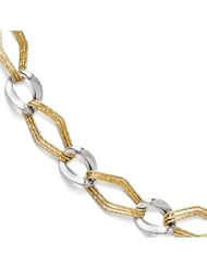 Leslies 14k Two-tone Polihsed and Textured Fancy Link Bracelet Length 7.5"