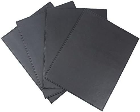 DaoHeng 4 Pieces Reversible Faux Leather Rectangular Placemat Set Black
