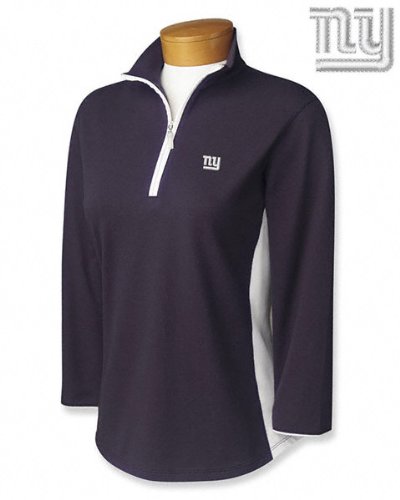 New York Giants Women's 3/4 Sleeve Colorblock Half Zip Mock - X-Small