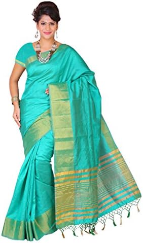 Womantra Mysore Art Green Tussar Silk Saree