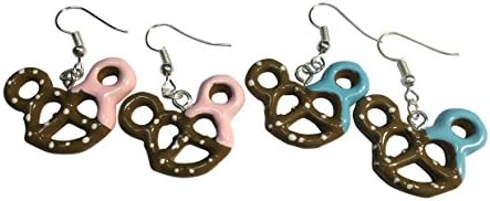 2 Super Cute Pairs of Kawaii Girls Yummy Dipped Pretzel Mouse Earrings from Jenna Lyn