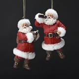 Pack of 8 Fabriche Santa Claus with Coca-Cola Christmas Ornaments 4.5