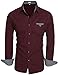 Hotouch Men's Regular Fit Dress Shirt Casual Button Down Shirt Wine Red L