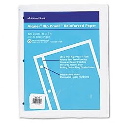 National Brand Heavyweight 20-lb. Reinforced Bond Filler Paper, 11 x 8.5 inches, Unruled, 100 Sheets per Pack (20121)