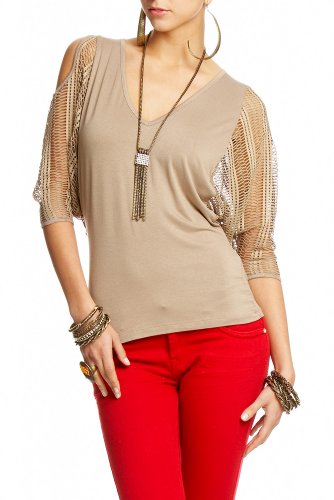 2b Lattice Knit Dolman Top - DRIFTWOOD (XL)