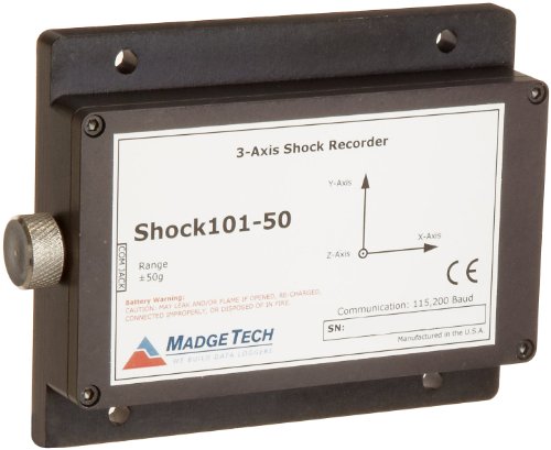 MadgeTech Shock101-50 High Speed Tri-Axial Shock Data Logger, ± 50g Acceleration Range, 0.05g Acceleration Resolution