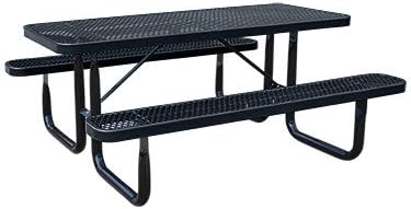 8' Rectangular Thermoplastic-Coated Metal SuperSaver Commercial Picnic Table - Portable/Surface-Mount - Black