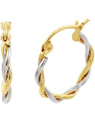 14k Two Tone Gold 1.8mm Twisted Hoop Earrings