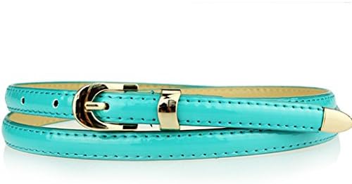Theone0750 Women's PU Leather Belt 1 M Mini Candy Color Tiffany Blue