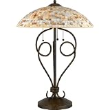 Quoizel MY6325ML Monterey Mosaic 3 Light Table Lamp, Malaga and Pen Shell Mosaic Glass Shade