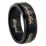 8mm Stainless Steel Spinner Ring - Black Anodized -Size 9