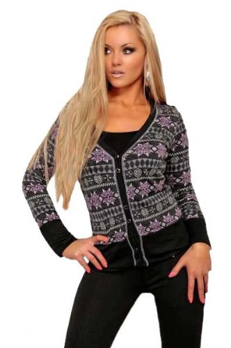 Damen Pullover Pulli Strickjacke schwarz / lila o. schwarz / blau