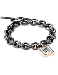 Moritz Glik "Kaleidoscope" 18K Gold and Oxidized Silver Diamond Charm Link Bracelet