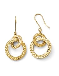 14k Yellow gold Leslies Diamond cut Dangle Shepherd Hook Earrings