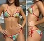 60s Flower Connected Top & Rio Tie Bottom Bikini - Handmade-to-Order