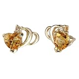 Thrillingly Modish 0.75 cts Heart Shape Citrine Diamond Earrings 14Kt Yellow Gold
