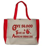 Give Blood Tease A American Eskimo Dog Large BELLA TOTEBAG w/ pockets (Choice of Colors)