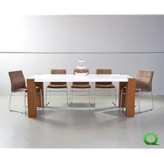 Beeindruckender Designer Esstisch BRIDGE XXL Weiss gl�nzend/Walnuss von QUBO-DESIGN