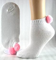 WOMENS POM POM NO SHOW SOCKS WITH BAL